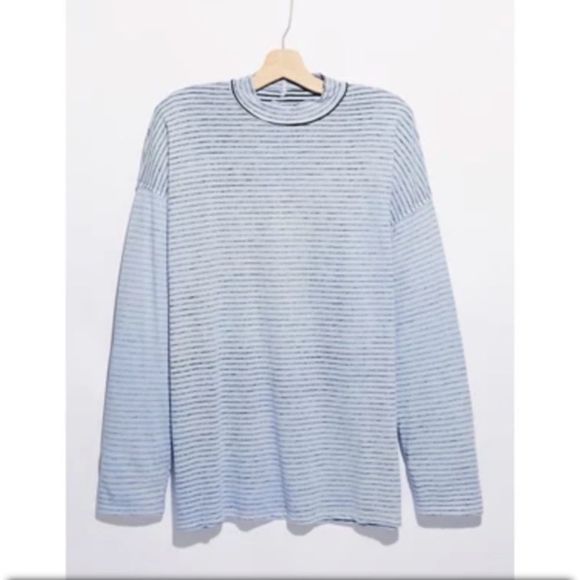 Free People Be Free Blue Striped Long Sleeve Tunic In Chamray Combo size M - Picture 5 of 11